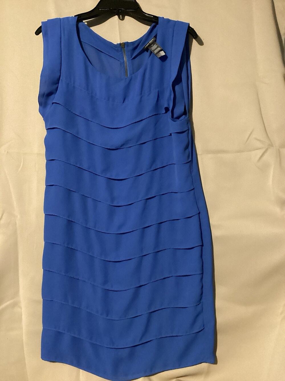 Bisou Bisou Michele Bohbot Dress SZ 12 Royal Blue Tier Waterfall Design